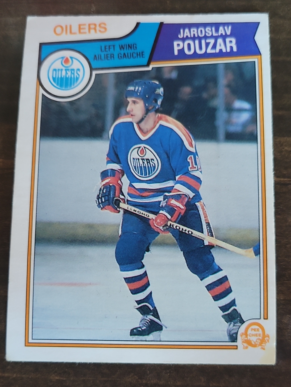 1983/84 OPC Edmonton Oilers Jaroslav Pouzar Hockey Trading Card - Blue